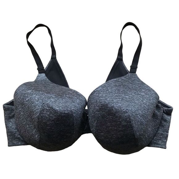 Cacique42D underwire bra black gray back smoothing full coverage - Picture 1 of 5